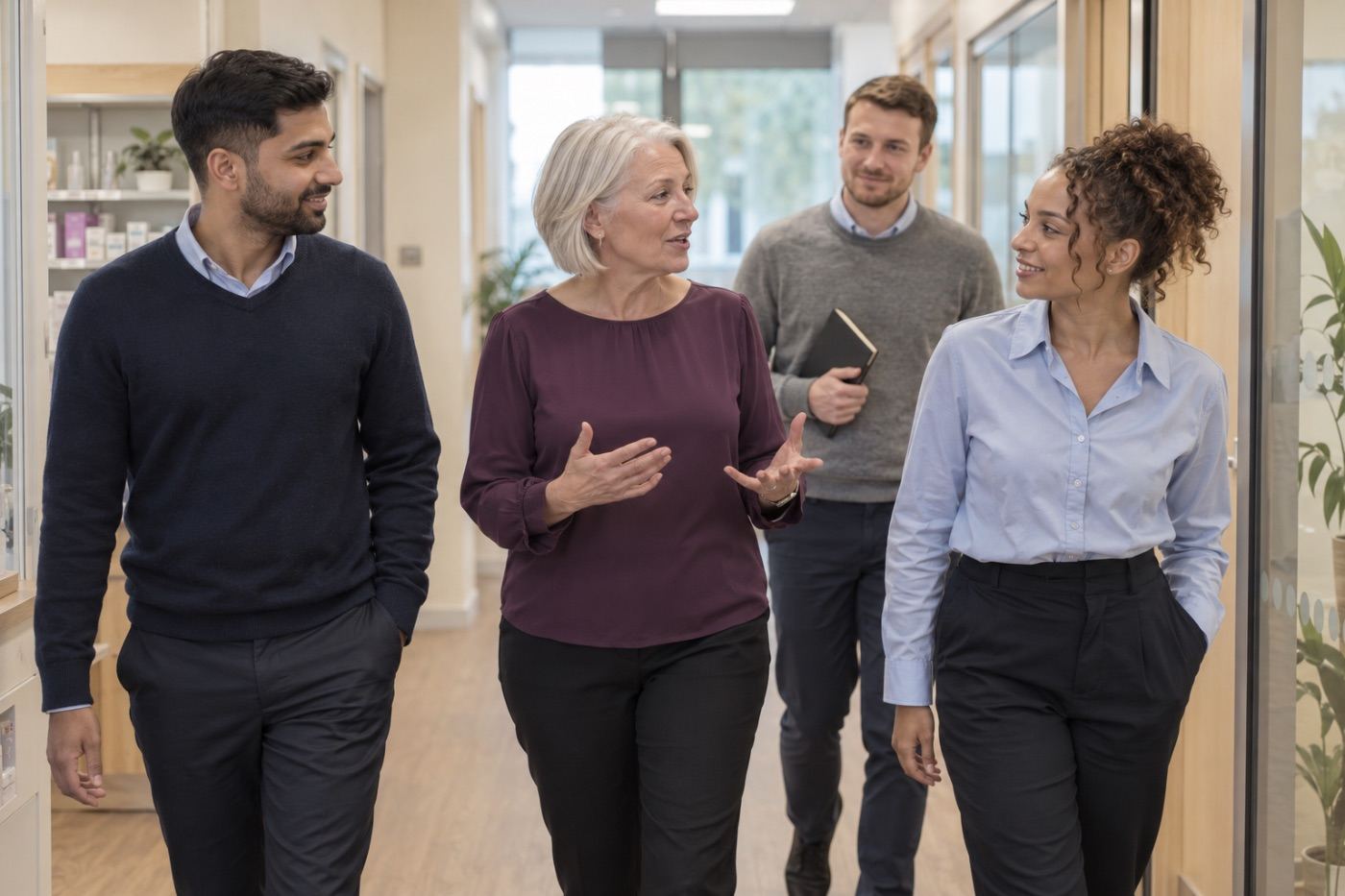 Pharmalogic team members reviewing a treatment together